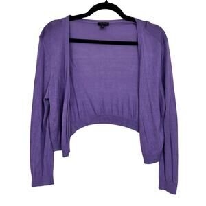 Talbots Purple Cropped Cardigan Sweater Women M Preppy Classic Academia Feminine